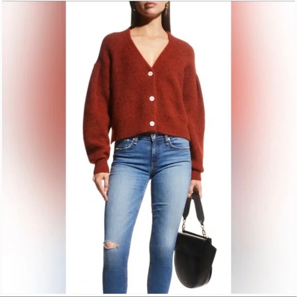rag & bone Sweaters - Rag & Bone Liana Merino Wool Blend Cardigan Sweater in Rust